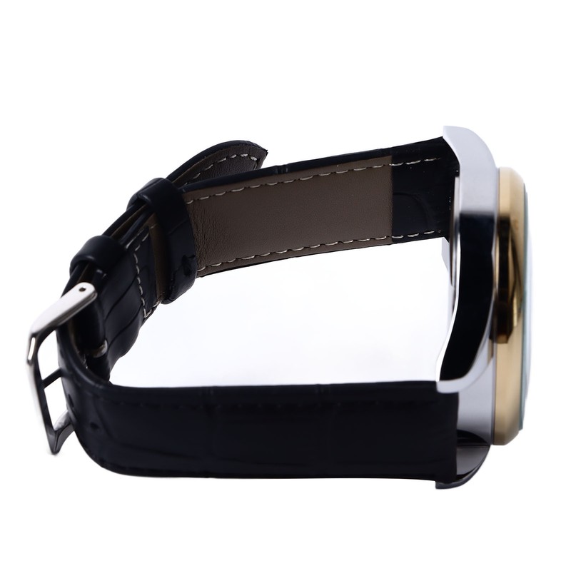 Men Quartz Watch Double Calendar Accurate Time PU Leather Strap