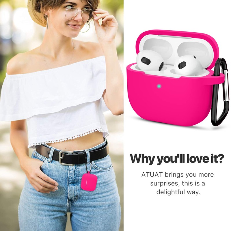 ATUAT Compatible with AirPods 3 Case, Protective Silicone Cover for
