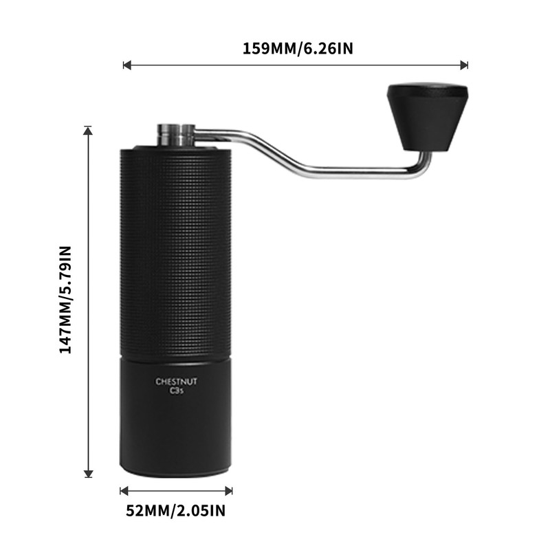 TIMEMORE Chestnut C3S Manual Coffee Grinder, Stainless Steel S2C Conical
