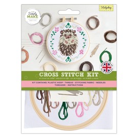 Simply Make Cross Stitch Kit - Hedgehog Design for Kids and Adults, Including Hoop, Embroidery Thread, Fabric and Needle - Perfect for Adult Crafts and Beginners - Starter Cross Stitch Craft Kit
