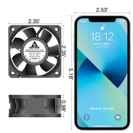 GDSTIME 12V Moisture-Proof Fan, IP68 Small Waterproof Fans, 60mmx25mm DC 12V Brushless Cooling Fans for RV Fridge Camper Humidor Oil Cooler Wine Fridge Cooling, 4500RPM 2PIN