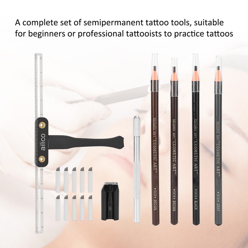 Microblading Practice Kit Eyebrow Pencil Sharpener Eyebrow Positioning Ruler Microblading