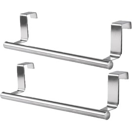 Toallero para baño, Soporte para Toallas de Papel de Cocina, Toallero sin Taladro para Baño y Cocina, Plateado, Paquete de 2