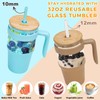 Tronco 32 oz Glass Tumbler with Handle, Straw and Bamboo