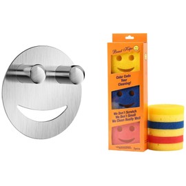 Aquzhou Stainless Steel Scrub Daddy Holder with Free 3 Smiley Sponges, Scrub Mommy Holder, Kitchen Sponge Holder for Kitchen Sink