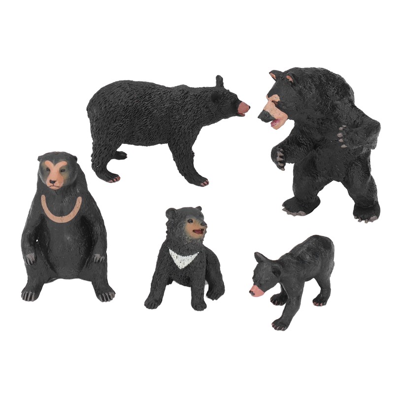5pcs Black Bear Figure Toys Realistic Wild Animals Bear Action
