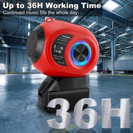 Hipoke Milwaukee M18 18V Li-ion Battery Compatible Portable Bluetooth Speaker, 25W Tweeters, TWS Pairing, USB-A/C Port, Wireless Speaker for Garage, Outdoor (Black, Battery Not Included)