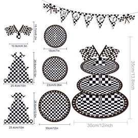 Racing Cupcake Stand for 24 Cupcakes 3 Tier Cupcake Stand Racing Theme Party Supplies Cupcake Display Holder for Birthday Party, Baby Shower, Party