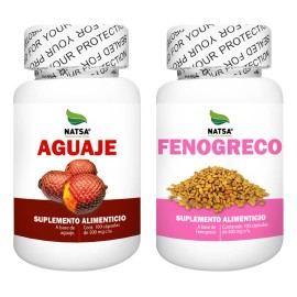 Pack Curves, Aguaje Y Fenogreco 100 Cap C/u, Combinación Perfecta para Mejoras Bussto y Gluteos, Regula el Sistema Hormonal,Calidad Premium Sabor Natural