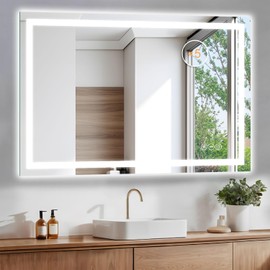 LED Bathroom Mirror 24 x 36 Inch Anti-Fog Bathroom Mirror with Led Illuminated Mirror, Wall Mounted Lighted Vanity Mirrors for Wall with 3 Colors Dimmable, Touch Switch Smart Mirror