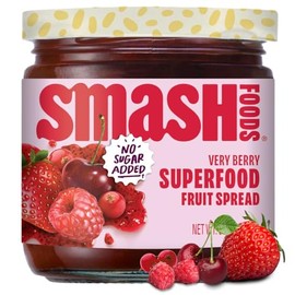 Smash Foods Very Berry Superfood Fruit Spread, No Sugar Added, Keto Jam with Chia Seeds, Vegan Paleo Spread, 8 Ounces, 2 Jars
