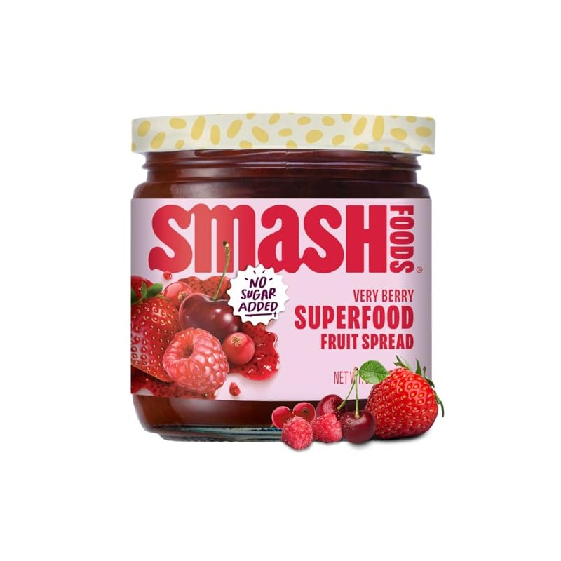 Smash Foods Very Berry Superfood Fruit Spread, No Sugar Added,
