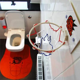 Basketball Toilet Game | Complete Set | Game for Toilets/WC | Premium Quality | 1 Mat | 1 Net with Suction Cups | 3 Mini Basket Balls | 1 Holder with Suction Cups | Created by OriginalCup®
