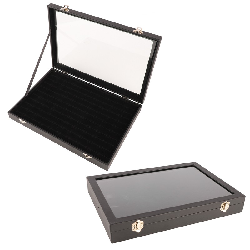 Ring Display Case Organizer with Transparent Lid 100 Slot Jewelry