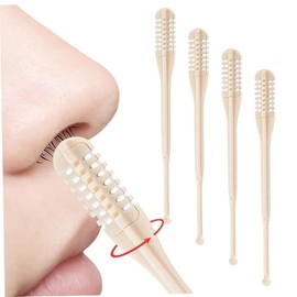 4Pcs Nasal Hair Cutter, 2 in 1 360 Degree Rotating Nose Hair Trimmer with Ear Picker, Double Sided Manual Nasal Beauty Tool for Women Men