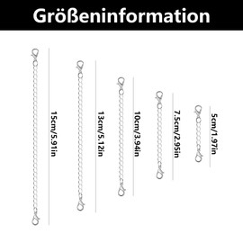 Pack of 10 Chain Extenders, 925 Silver, Bracelet Extension, Extension Chain, Silver, Necklace Extensions, for Necklaces, Bracelets and Jewellery Making (Silver)