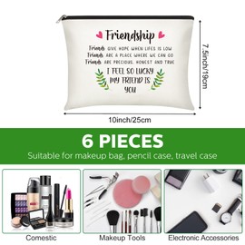 Xuniea 6 Pieces Friendship Cosmetic Bag Gifts for Women Girls Weekend Friends Makeup Bag for Friendship Travel Pouch Friend BFF Gifts for Women Birthday(Leaf Pattern)