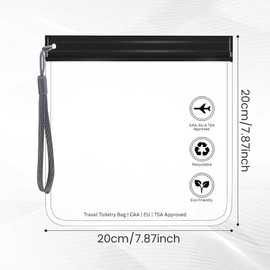 Pack of 8 Transparent Toiletry Bags, 20 x 20 cm Liquid Bag, 1 Litre Hand Luggage, Travel Holiday Must Have, Waterproof and Leak-Proof with Handle, Air Travel Accessories