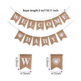 Rustic Hessian Banner, Welcome Baby Flags, Welcome Baby Banner, Baby Shower Bunting, Gift Baby Shower Banner, Letter Banner for Baby Shower Party Decoration