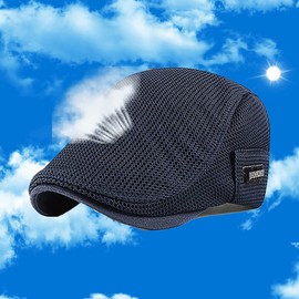 Flat Cap Men's Peaked Cap Beret Newsboy Beret Hat Flat Hat Cotton 1920 Style Adjustable Cabbie Gatsby Beret Cap, D2# Blue