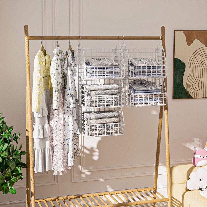 PUPPYCUTE Hanging Closet Organizer and Storage, Clothes Hanging Shelves Wire