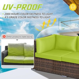 Patelai 11 Pcs Waterproof Patio Cushion Covers for Outdoor Sectional Furniture Wicker Rattan Patio Sofa Couch Chair Seat Pillow Slipcovers, 3 Sizes Covers Only (25.4 x 25.4X 3.54,Green)