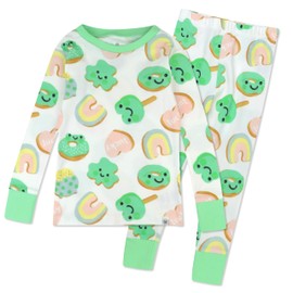 HonestBaby Celebration 2-Piece Pajamas Sleepwear PJs 100% Organic Cotton for Baby, Toddler, Kids, Shamrock Sweetness, 18 Months