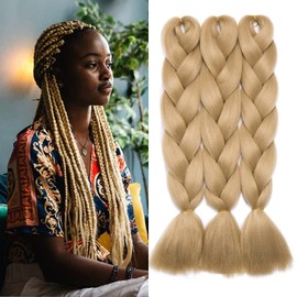Ombre Braiding Hair 3 Packs/Lot 24inch Synthetic Jumbo Braiding Hair Extension Synthetic African Box Braids Crochet Twist Braided hair Blond