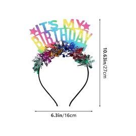 Maobeez Birthday Headband, Colorful Its My Birthday Tiara Crowns, Glitter Rainbow Tassel Tiara Accessories, Bling Happy Birth-day Crown with Color Strips for Women & Kids