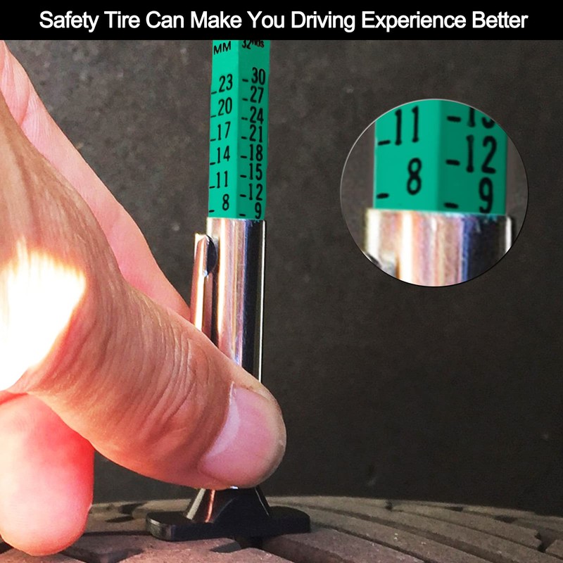 GODESON Tire Tread Depth Gauge,Two-Sided Smart Color Coded Tire Tread