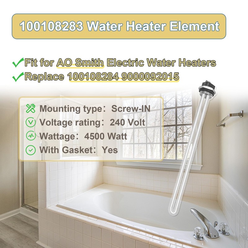 Upgraded 100108283 Water Heater Element, For AO Smith Electric Water