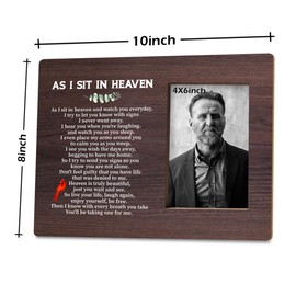 Memorial Photo Frame of Loved One, Sympathy Gift for Loss of Loved One, Wood Picture Frame for Tabletop Display, Condolence Bereavement Gifts, As I Sit In Heaven Photo Frame Holds 4x6 Inches Photo