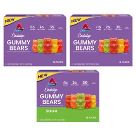 Atkins Endulge Gummy Bears Variety Pack, Low Sugar, Keto Friendly, Keto Sweet Treats, 18 Pack (12 Sweet Gummy Bears, 6 Sour Gummy Bears)