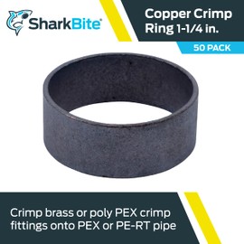 SharkBite 1-1/4 Inch Copper Crimp Rings, Pack of 50, PEX Pipe, PE-RT, 24676