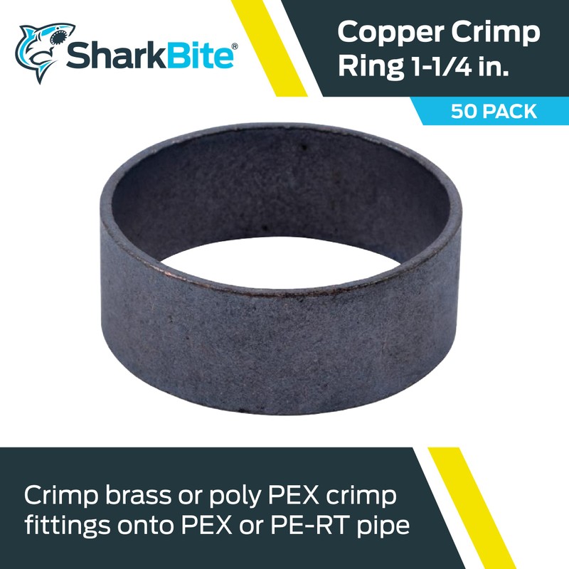 SharkBite 1-1/4 Inch Copper Crimp Rings, Pack of 50, PEX