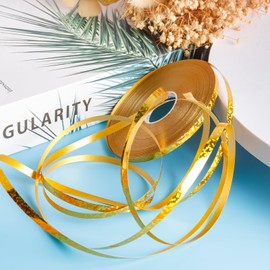 50m Shiny Gold Curling Ribbon for Balloons - Laser Curly Ribbon for Gift Wrapping, Art, Crafts, Wedding, Birthday, Party & Christmas Decorations