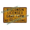 1940'S WISCONSIN GAME FARMS NO TRESPASSING hunting memorabilia tin sign