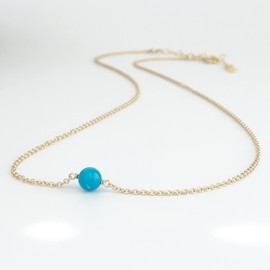 Sleeping Beauty Turquoise Choker Necklace - Blue Necklaces For Women - December Birthstone Necklace - 14k Gold Filled or Sterling Silver Turquoise Jewelry - Adjustable Lengths (sterling silver)