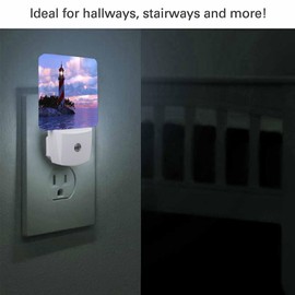 Chrobak LED Night Light,Sunset Lighthouse Scenery LED Night Light Plug into Wall with Dusk to Dawn Light Sensor White Energy Efficient Nightlight for Bedroom Bathroom Hallway Living Room Kitchen