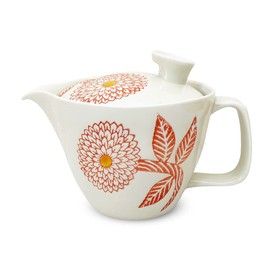 J-kitchens Hasamiyaki, Small Teapot, Made in Japan, 8.5 fl oz (240 ml), For 1 - 2 People, With Tea Strainer, Dahlia, Red