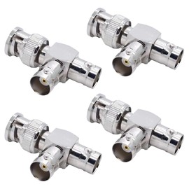 Felimoa Dual BNC Male BNC Female T Shape Triple Connector Coaxial Connector 4 Pack