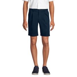 Lands' End Men's No Iron 9in Comfort Waist Pleated Front Chino Short Radiant Navy Regular 36