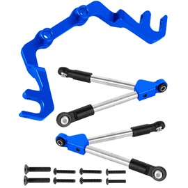RCHuiWow RC 7075 Front Tie Rods with Stabilizer for C Hub Upgrades Part for 1/10 Slash 4x4 LCG 4WD,Alloy Aluminium Front Tie Rods with Stabilizer Hops Up,Navy Blue