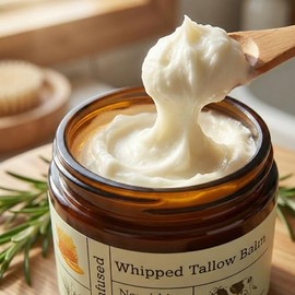 2 piezas de sarga de res para la piel, bálsamo de sargo de ternera alimentado con pasto con miel cruda, crema facial y corporal batida, bálsamo de seb