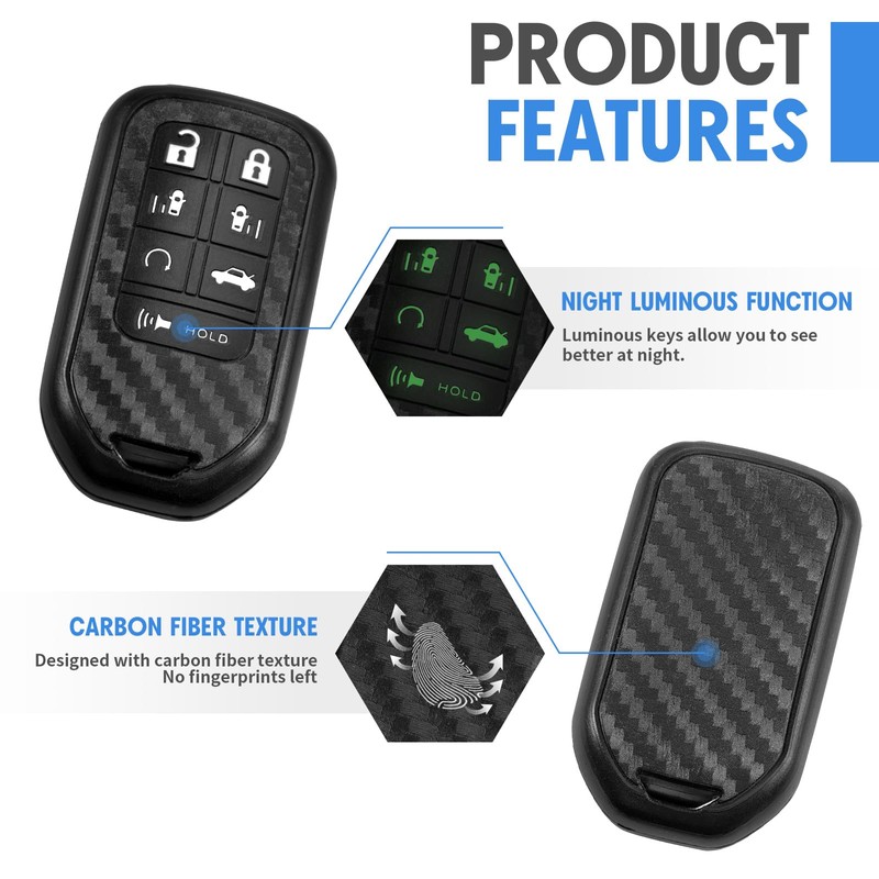 WORCAS Key Fob Case Carbon Fiber Pattern Silicone Cover Compatible