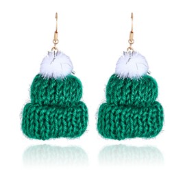 Goresory Christmas Earrings Christmas Knitting Hat Earrings Knitted Santa Hat Dangle Earrings Cute Xmas Holiday Party Jewelry for Women