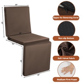HOMBYS 3-in-1 Recliner Seat Cushion with Lumbar Support Pillow & Footrest, Multi-Functional Adjustable Height 2" to 6" for You to Choose, Non-Slip Foam Chair Cushion for Elderly, Brown