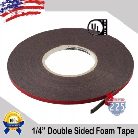 225FWY 1/4" Wide Double Sided acrylic Foam High Strength Adhesive Tape 60 Foot Roll USA
