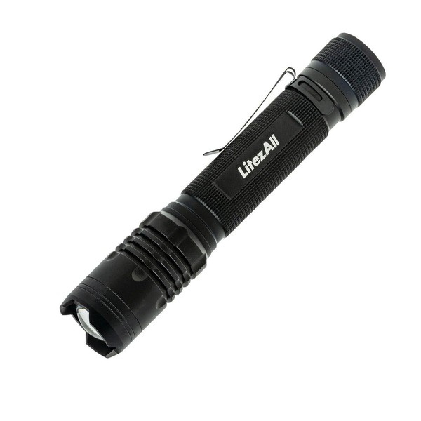 LitezAll Tactical Flashlight | Compact and Portable Night Light 1000 Lumens | Durable and Rubber Coated Power Bank Flash Light Perfect for Camping and Hiking, USB Charging Cable Included