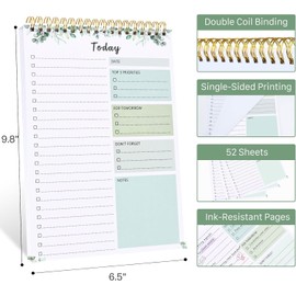 OSYLICT To Do List Notepad - 9.92" x 6.53" Daily Planner Notepad Undated 52 Sheets Tear-Off,Checklist,Scheduler,Appointments,Notes,Water Intake and Meals Tracker Flower